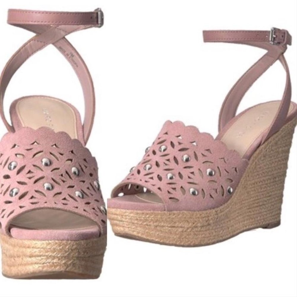 Marc Fisher Pink Hata Suede Cutout Studded Sandal - Picture 4 of 15